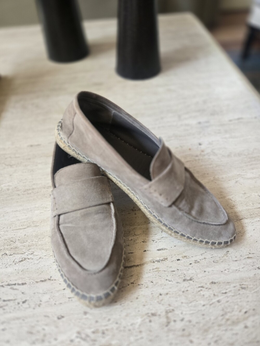 Vince Taupe Suede Espadrille Loafers